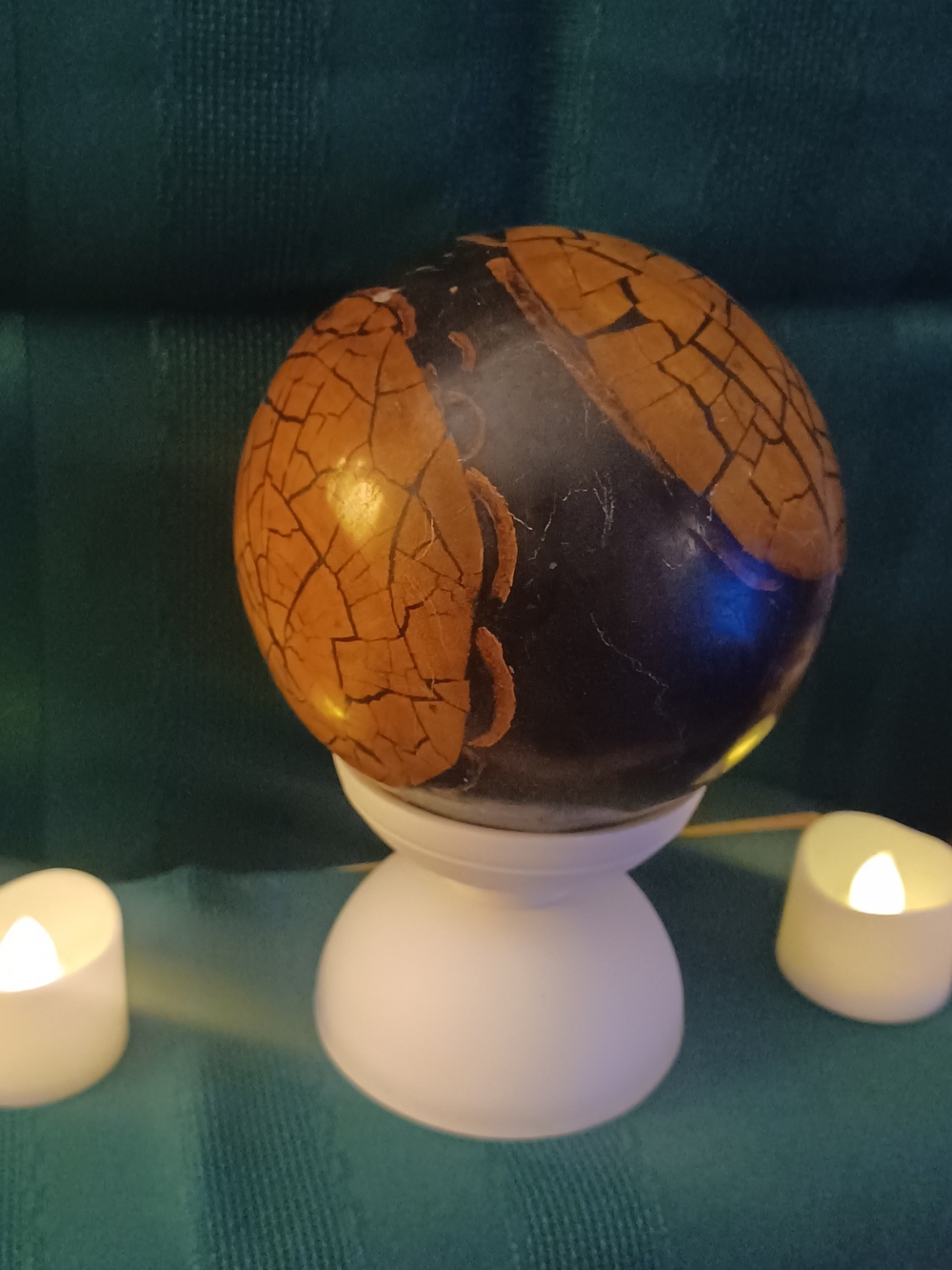 Handcrafted Decorative Crackle Globe - Black and Brown